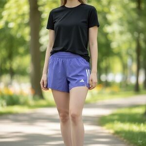 adidas Purple Athletic Shorts with White Stripes